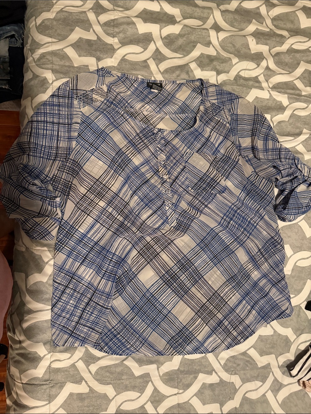 Blue Plaid Long-Sleeve Women’s Shirt